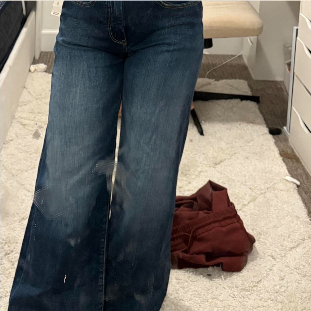 Anthropologie Pilcro Navy blue wide leg jeans #widelegjeans